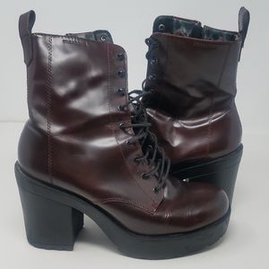 Vagabond Burgundy Leather Platform Heel Boots